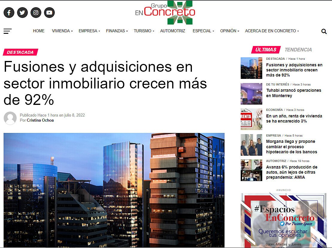 Fusiones y adquisiciones en sector inmobiliario crecen ms de 92%